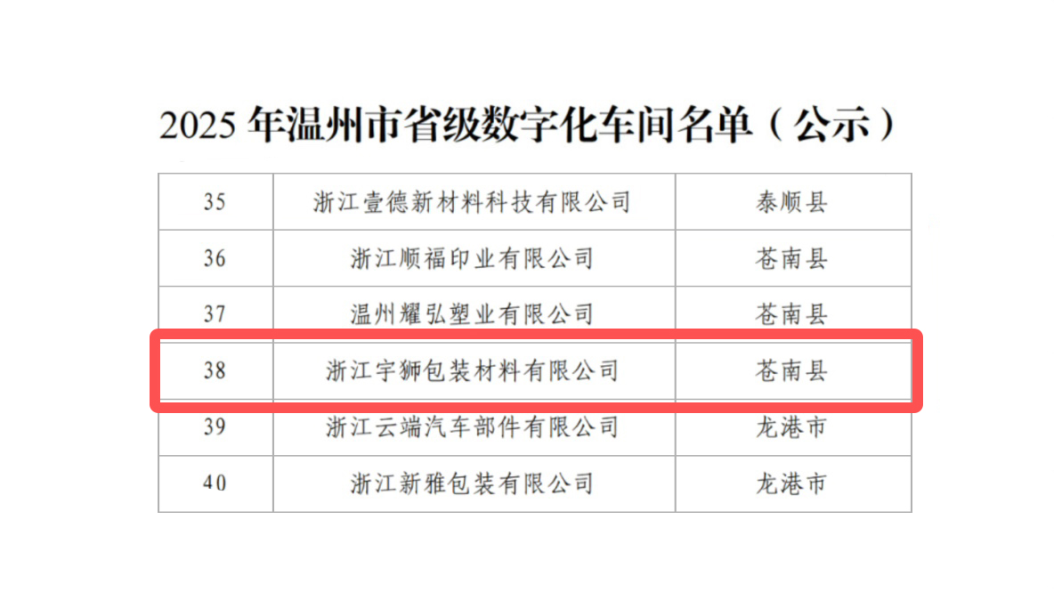 宇狮荣获2025年度省级数字化车间认定!